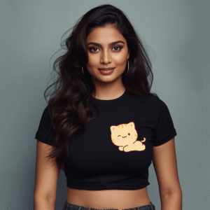Vibe Check Ladies Crop Top – Unleash Your Style - Cat Design