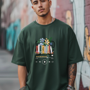 Unisex Oversized Music Player Printed T-Shirt – Green